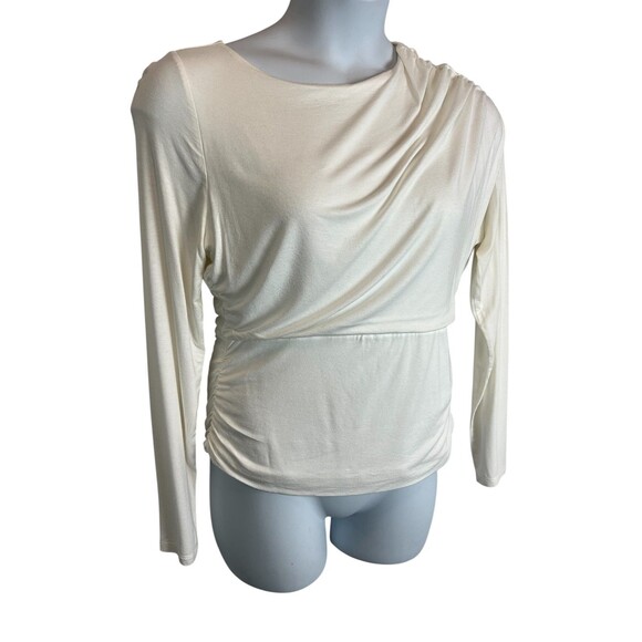 Banana Republic Factory Women's Asymmetrical Neck Knit Top  Size L  Ivory Cream - Picture 5 of 8
